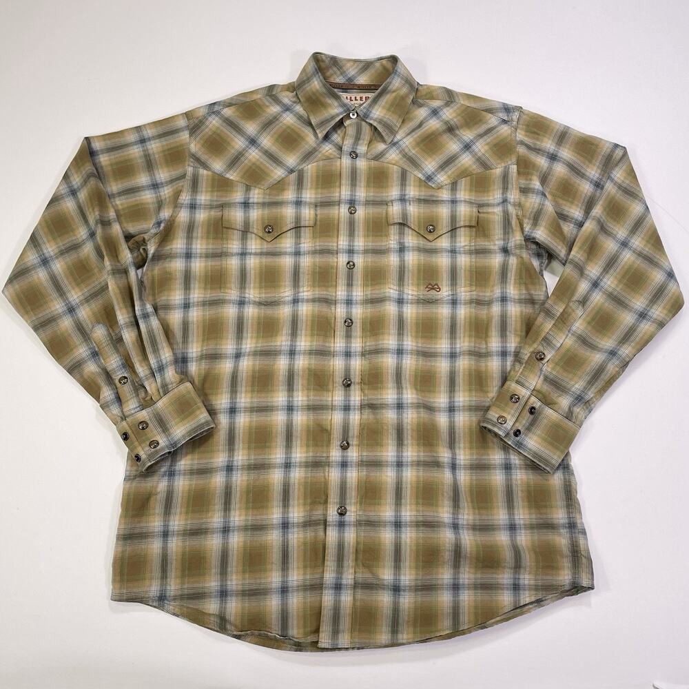 Miller Ranch Pearl Snap Shirt Mens Medium Plaid Western Yoke Cowboy Long Sleeve